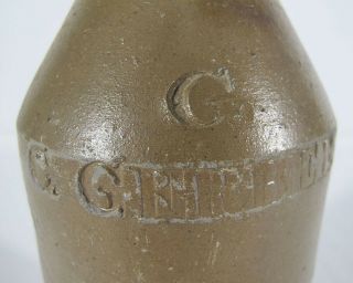 Antique c 1850 Pre Prohibition STONEWARE Beer Bottle Baltimore G.  C.  GERBER yqz 4