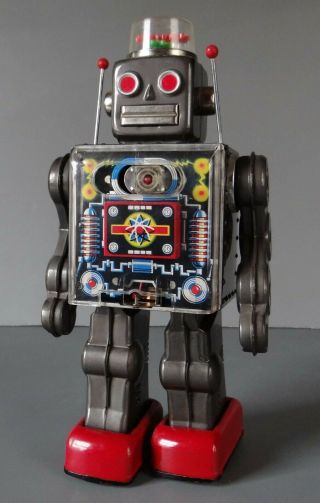 Vintage 1960 ' s HORIKAWA FIGHTING ROBOT Tin Space Toy made in JAPAN 2