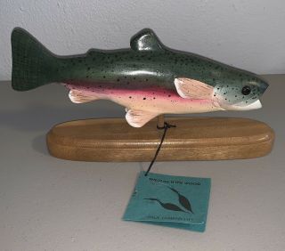 Paul Lambrecht Hand Carved Fish Statue “wildlife With Wood” Series 9 1/2” Trout