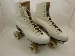 Vintage Riedell 220 White Leather Roller Skates Women’s Size 8 Covers Artistic
