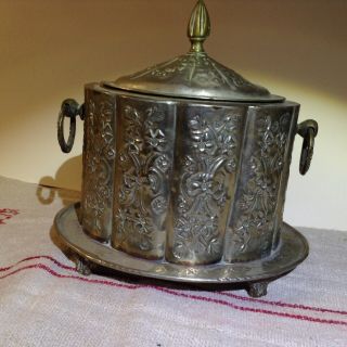 Antique Moroccan Tea Caddy Bisquit Barrel Early 20th Century Wedding Silver