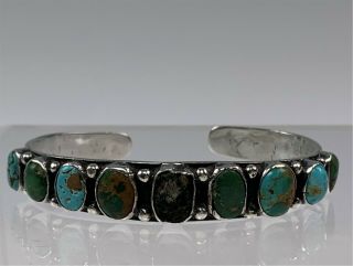 Vintage 1930s Old Pawn Native American Turquoise Sterlng Silver Cuff Bracelet