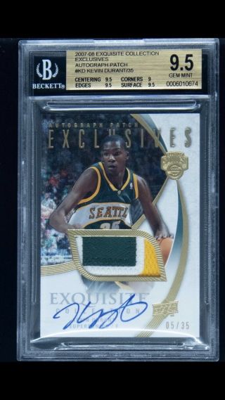 2007 - 08 Ud Exquisite Exclusives Kevin Durant Rpa Rc Patch Auto /35 Bgs 9.  5 Rare