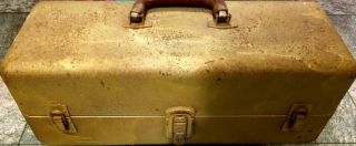 Vintage Old Leather Handle Tackle Box - Full of Old Fishing Lures. 12