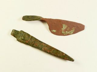 Selection Of 3 Ancient Roman Bronze Medical Tools - 2nd - 4th C Ad