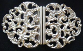 Victorian London 1895 Hallmarked Solid Silver Nurses Belt Buckle William Hutton