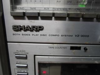 Sharp VZ - 3000 Both Sides Play Disc Combo Vintage Record Cassette Stereo Player 2