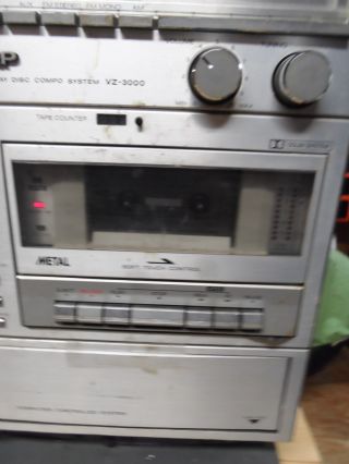 Sharp VZ - 3000 Both Sides Play Disc Combo Vintage Record Cassette Stereo Player 3