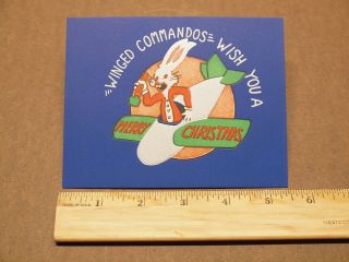 RARE vintage WWII Air Commandos Bugs Bunny Christmas Card Lithograph 2