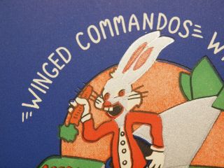 RARE vintage WWII Air Commandos Bugs Bunny Christmas Card Lithograph 6