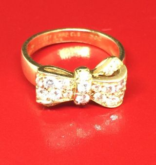 Rare Van Cleef & Arpels VCA 18k Yellow Gold.  50 ctw Diamond Bow Ring w Box $8200 2