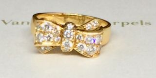 Rare Van Cleef & Arpels VCA 18k Yellow Gold.  50 ctw Diamond Bow Ring w Box $8200 6
