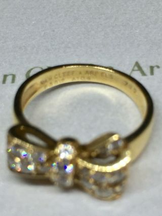 Rare Van Cleef & Arpels VCA 18k Yellow Gold.  50 ctw Diamond Bow Ring w Box $8200 7