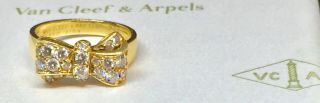 Rare Van Cleef & Arpels VCA 18k Yellow Gold.  50 ctw Diamond Bow Ring w Box $8200 8