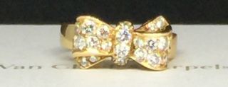 Rare Van Cleef & Arpels VCA 18k Yellow Gold.  50 ctw Diamond Bow Ring w Box $8200 9