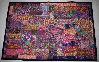 Incredible Handmade Boho Wall Hanging Huge Size Vintage Patchwork Tapestry77