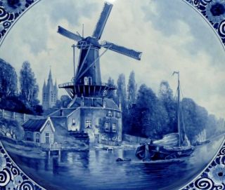 Antique Delft Blue Wall Charger/Plate Porceleyne Fles Holland Leon Senf. 2