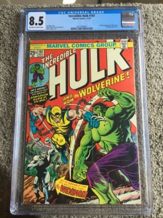 Rare 1974 Bronze Age Incredible Hulk 181 Cgc 8.  5 Universal Key 1st Wolverine