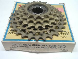 Regina Extra Oro Gold 14t - 28t / Nos 5 - Spd Road Freewheel Vintage - Eng - Nib