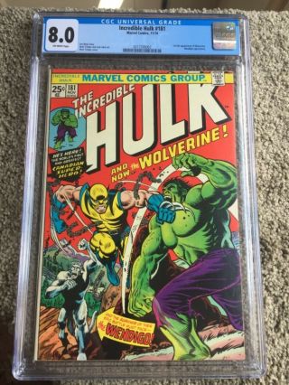 Rare 1974 Bronze Age Incredible Hulk 181 Cgc 8.  0 Universal Key 1st Wolverine