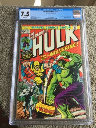 Rare 1974 Bronze Age Incredible Hulk 181 Cgc 7.  5 Universal Key 1st Wolverine