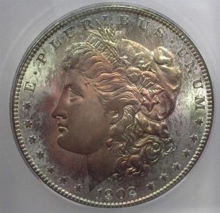 1902 - O Morgan Silver Dollar Icg Ms67 Toning Rare Valued At $11,  000