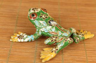 Old Cloisonne Hand Painting Frog Statue Figure Netsuke Ornament