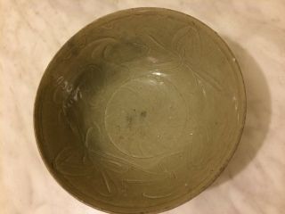 Chinese Song Dynasty Bowl Lotus Motif Antique Celadon Qingbai