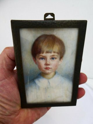 Portrait Miniature Of A Child By Ida Biggs Edwardian