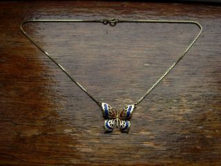 RARE VINTAGE HEAVY SOLID 18K 18CT GOLD BUTTERFLY ENAMEL NECKLACE 7.  04G 4