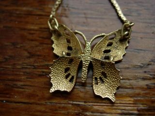 RARE VINTAGE HEAVY SOLID 18K 18CT GOLD BUTTERFLY ENAMEL NECKLACE 7.  04G 7