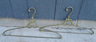 Antique Vintage Cast Brass Store Clothes Dress Coat Display Rack 4 Brass Hangers 9