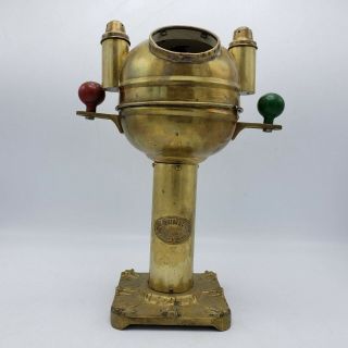 Coubro & Scrutton Antique Ship Compass Binnacle Table Top Model Brass & Enamel