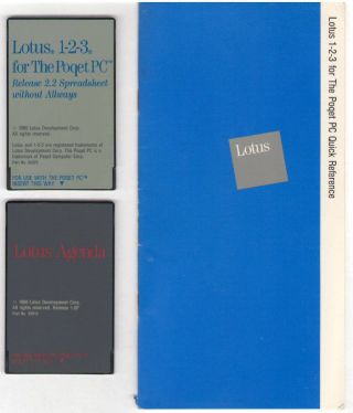 Lotus 1 - 2 - 3,  Lotus Agenda For Poqet Pc (card Pcmcia Vintage Palmtop Computer)
