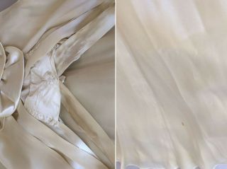 Vintage 1930 ' s Ivory Satin Floral Appliqué Wedding Dress - Art Deco Bridal Gown 12