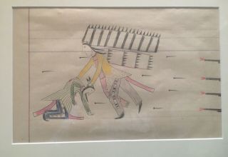 Antique Native American Ledger Art Drawing of A Chief and Warrior 3
