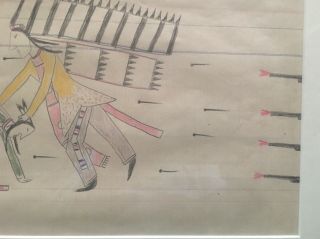 Antique Native American Ledger Art Drawing of A Chief and Warrior 5