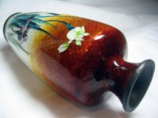 Rare 6 " Antique Japanese Cloisonne Ginbari Iris Vase