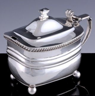Vfine 1812 Georgian London Sterling Silver Armorial Footed Mustard Condiment Pot