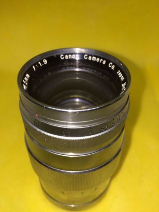 Vintage Canon Rangefinder Camera Lens.  85mm F/1.  9