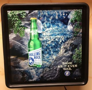 Rolling Rock Lighted Motion Waterfall Bar Sign Vintage 1995