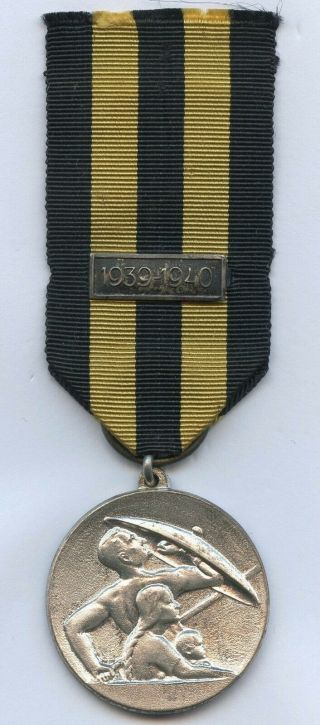 Finland Wwii 1939 Winter War Civil Defence Medal 1st Class With Bar Grade
