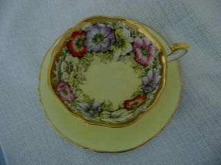 Vintage Paragon Poppies Footed Cup & Saucer Yellow Background