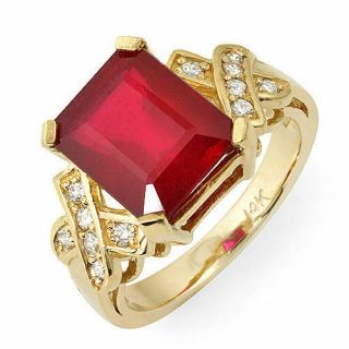 Vintage 6.  8 Ct Natural Ruby & Diamond Ring 14k Gold