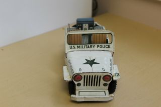 Vintage Yonezawa Tin Toy Friction US Army Military Police Jeep 2