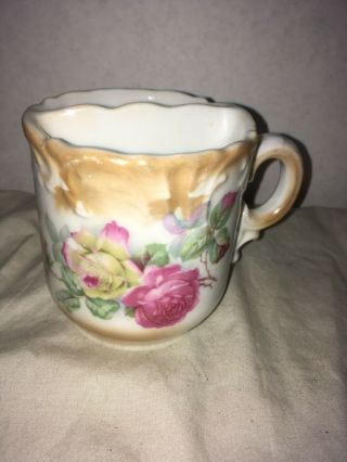 Vintage Porcelain Mustache Cup Tea Cup Pink Roses Germany 178