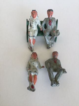 Vintage Manoil Barclay Man & Woman On Park Bench Metal Toy Figures 2