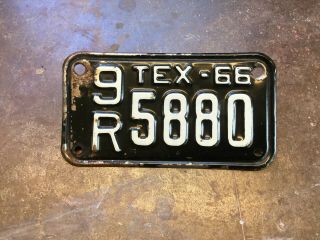 Vintage 1966 Texas Tx.  Motorcycle License Plate
