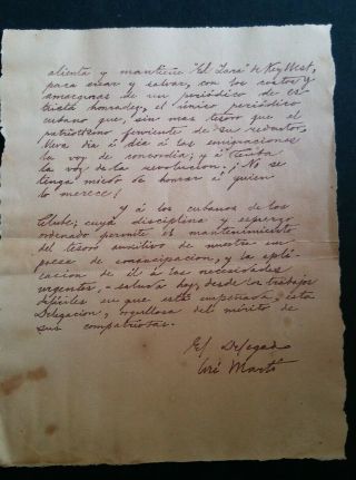 Rare Antique Cuba Cuban Patriot Jose Marti Signed 2 Page Letter