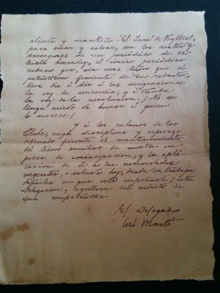 RARE Antique Cuba Cuban Patriot Jose Marti Signed 2 Page Letter 6